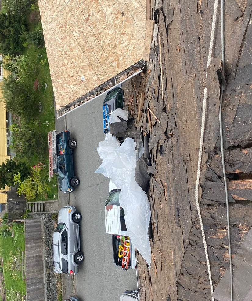 Old roof removal during replacement
