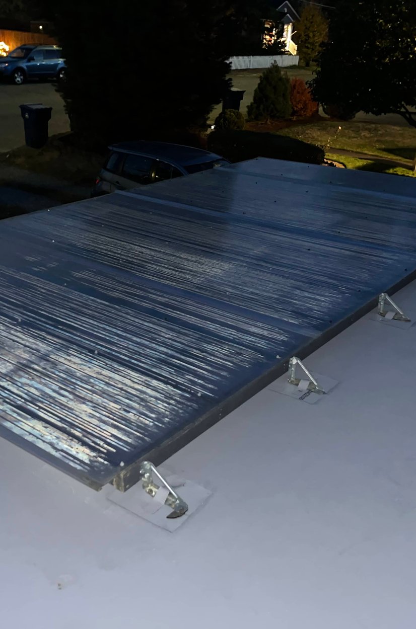 Metal roofing panels installed on residential home