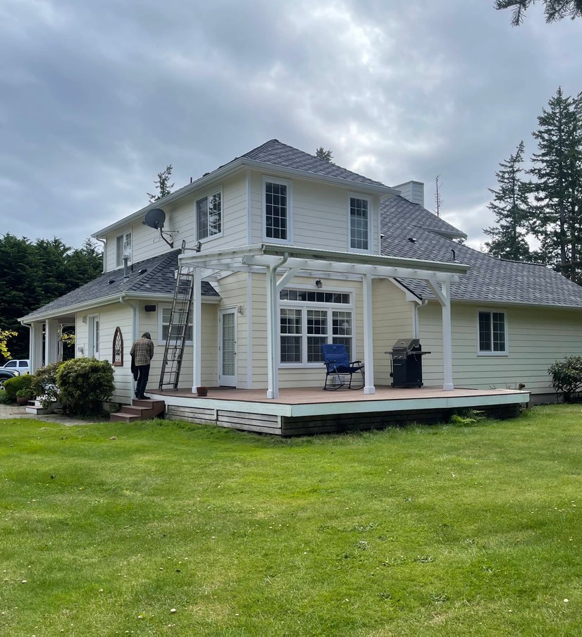 Roofing materials staged for installation
